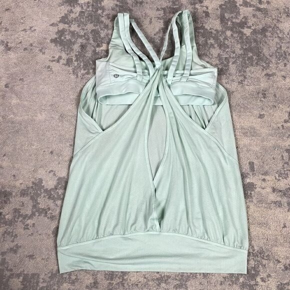 Lululemon Nouveau Limits Tank Top Sports Bra Sea Mist Teal Aqua Mint Yoga Sz 4 - Picture 9 of 13